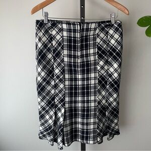 90s Vintage Simply French Collection Plaid Check Pleated Midi Skirt Size 12